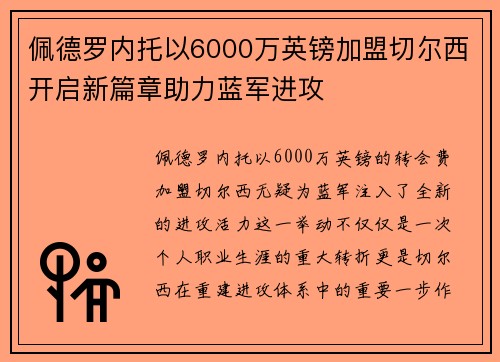 佩德罗内托以6000万英镑加盟切尔西开启新篇章助力蓝军进攻 佩德罗内托以6000万英镑加盟切尔西开启新篇章助力蓝军进攻